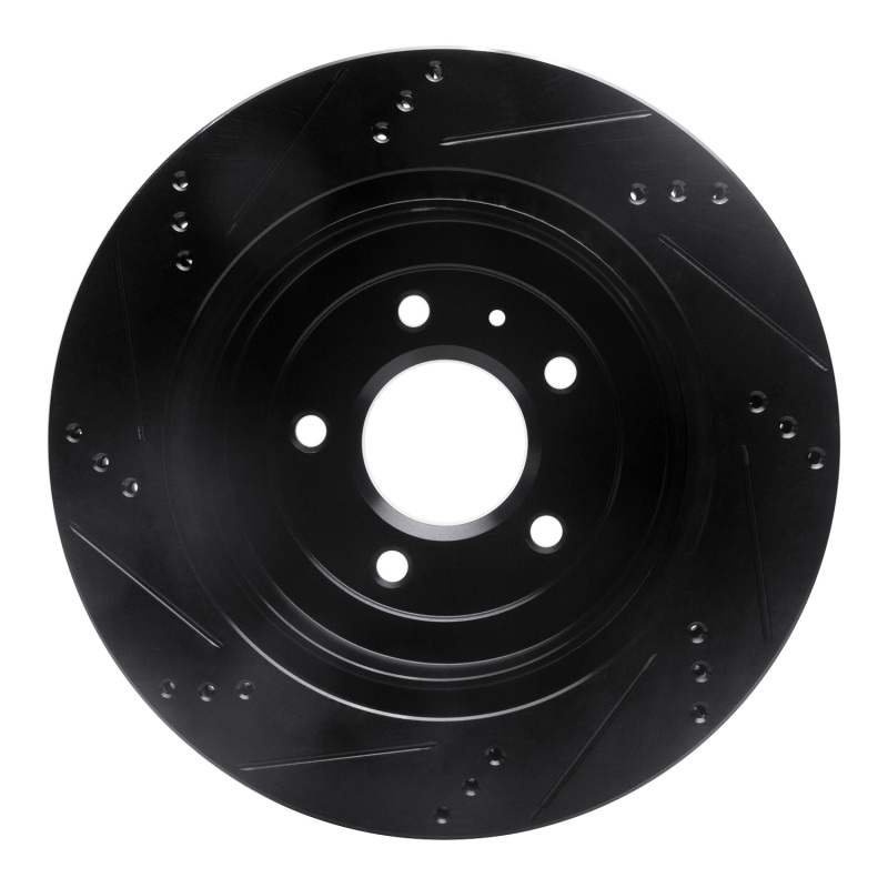 Cadillac CTS Brake Rotor (1) - Rear Right - R1 Concepts - Drilled & Slotted - Black - `05-`11